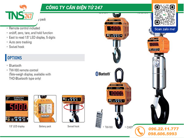 Cân móc treo điện tử Caston III THD 2 tấn